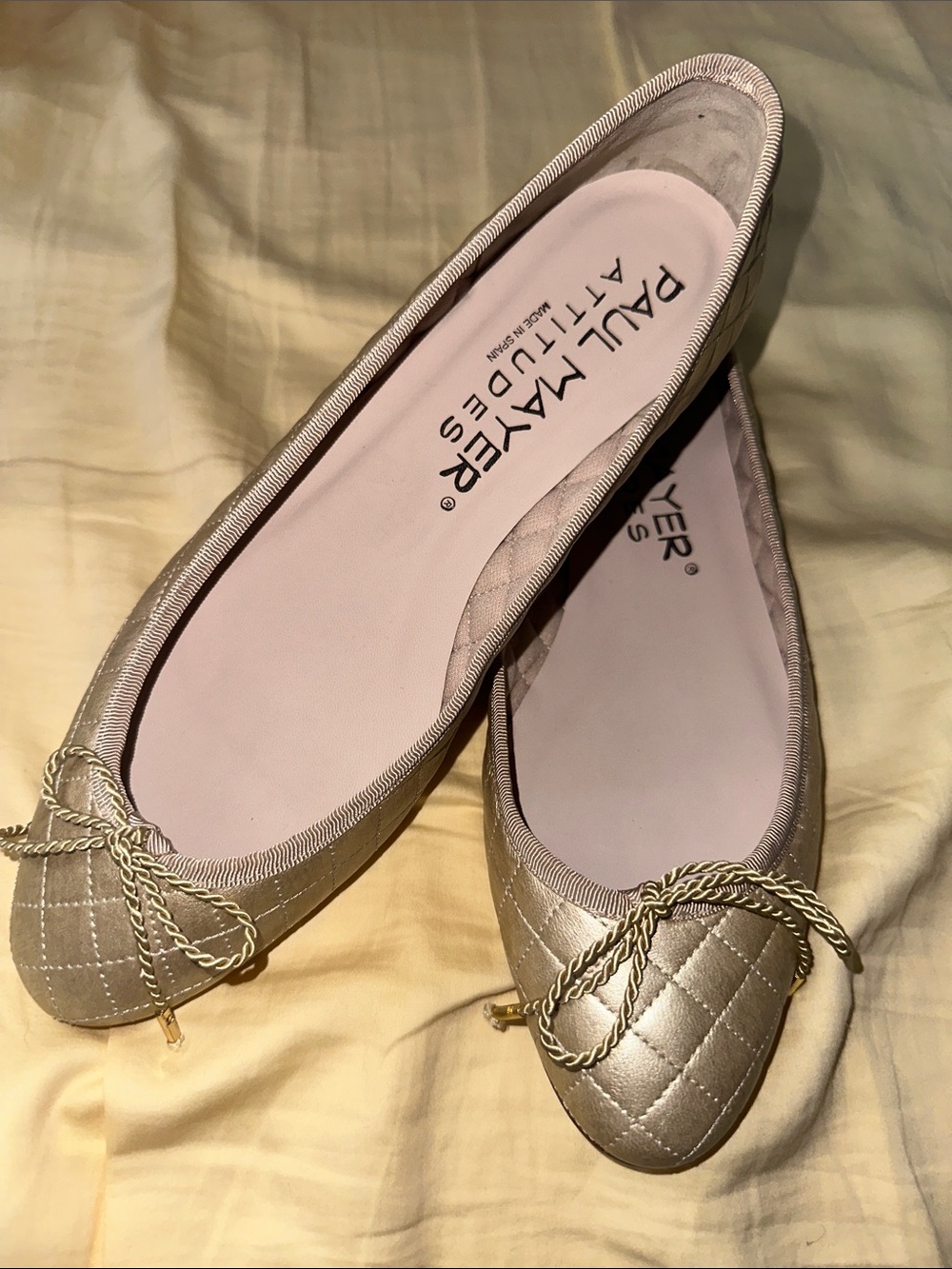 Paul Mayers Attitudes Lido Quilted Metallic Ballet Flats - Gold - Picture 11 of 12